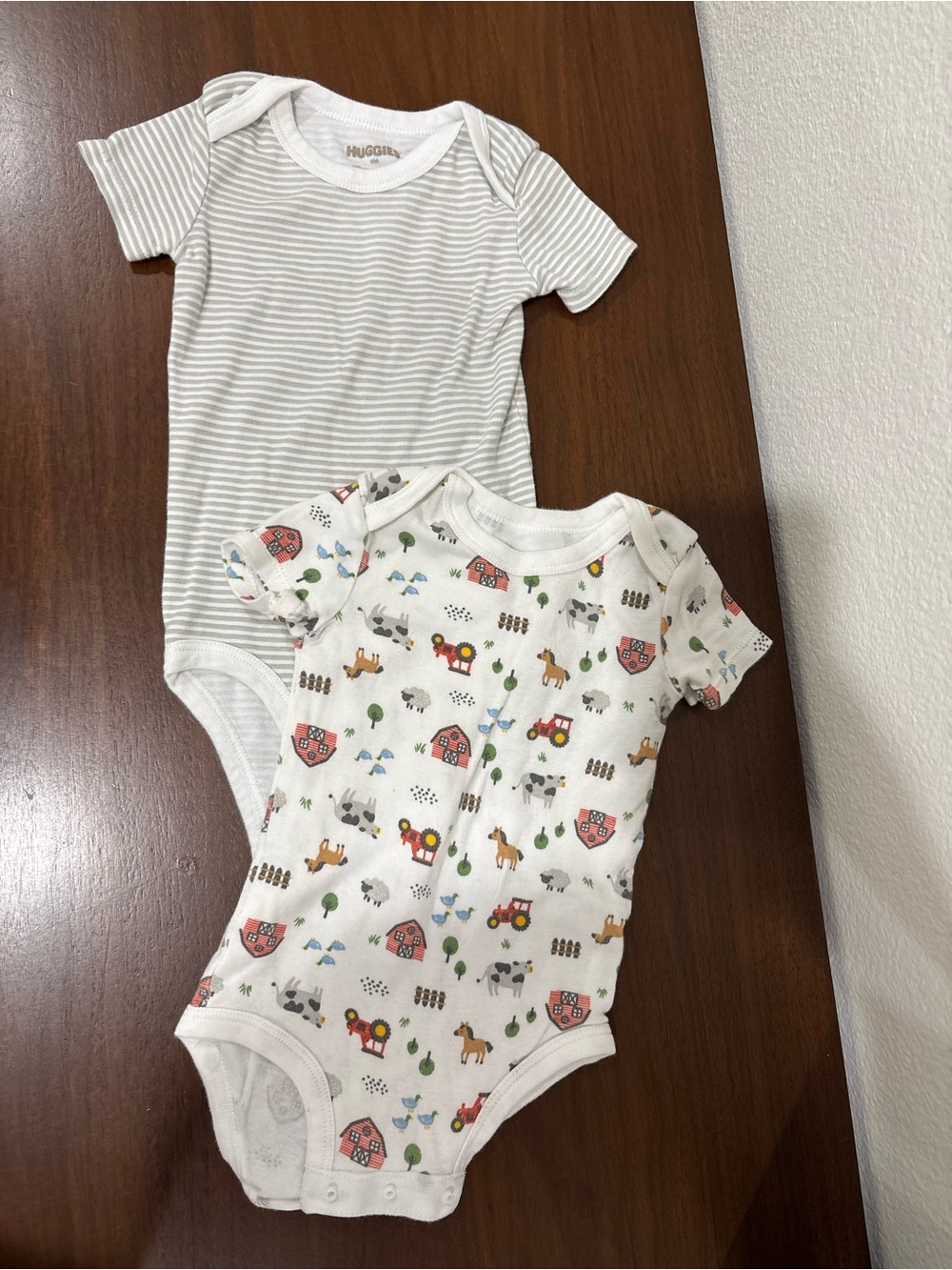 HUGGIES White & Multi Farm Print Baby One-Piece Set
